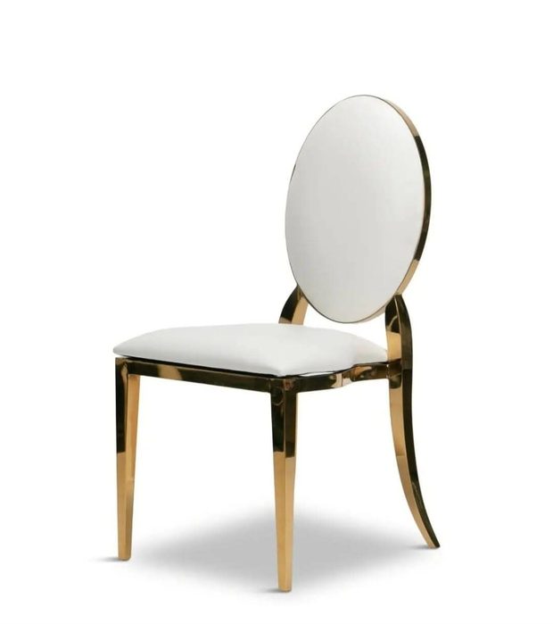 Gold Oval-Back Chair — White