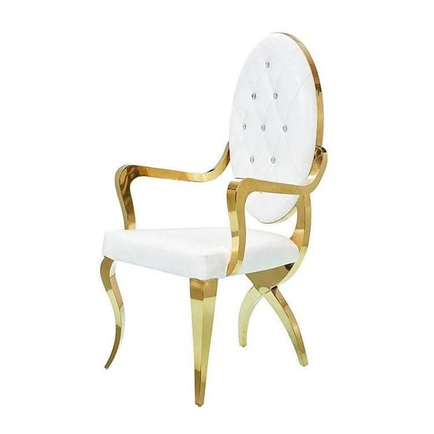 White & Gold Arm Throne