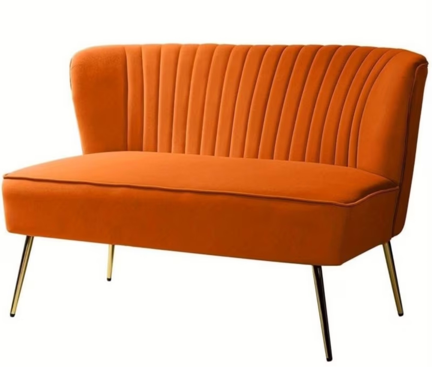 Orange Velvet Loveseat