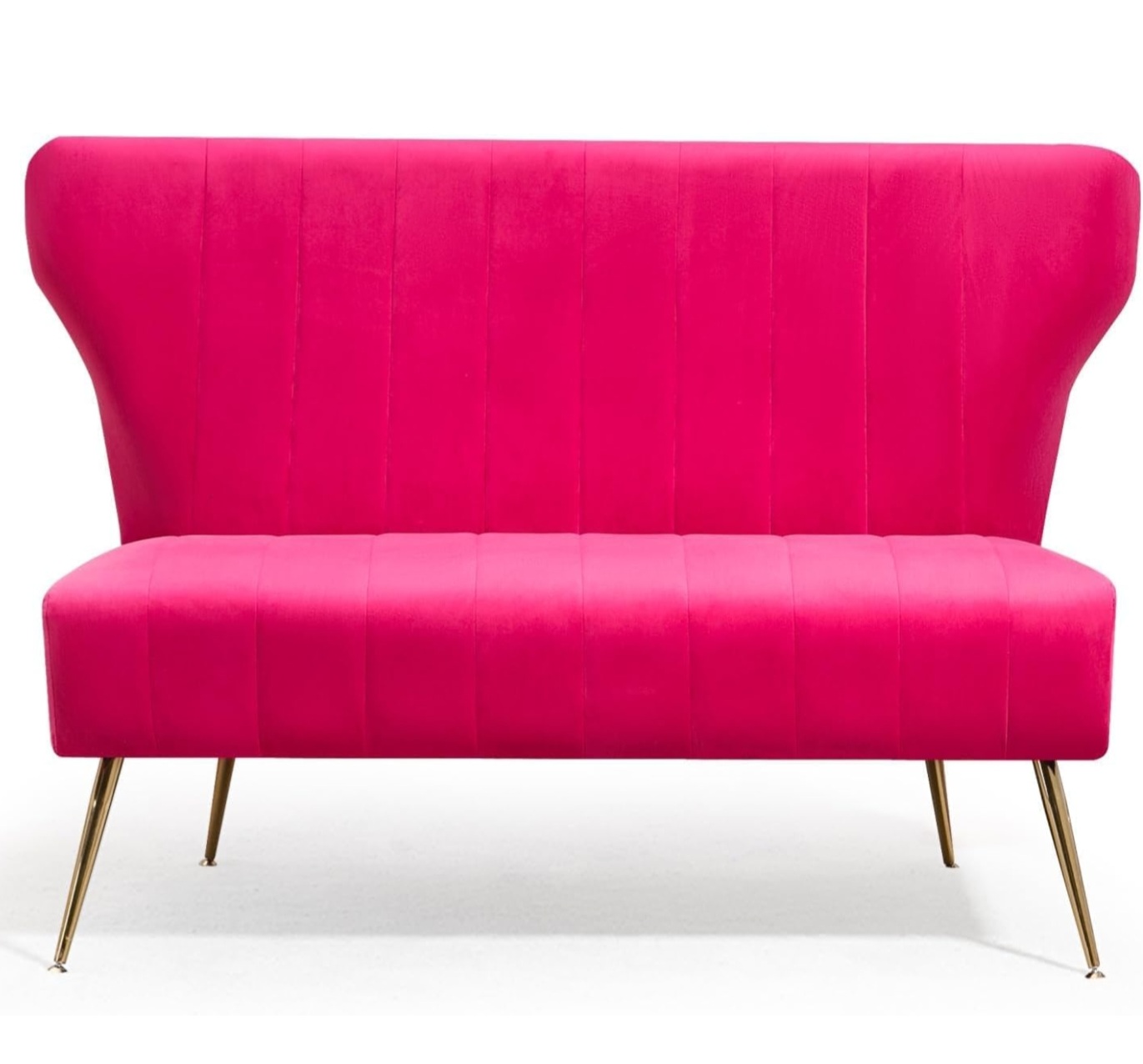 Hot Pink Velvet Loveseat